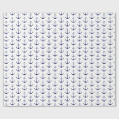 Navy Blue white nautical ankerpatroon Cadeaupapier (Vlak)