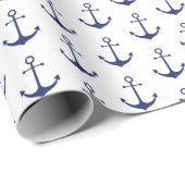 Navy Blue white nautical ankerpatroon Cadeaupapier (Rol Hoek)