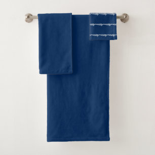 Navy Blue white nautical touw waals patroon Bath T Bad Handdoek