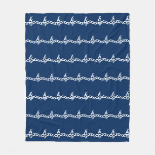 Navy Blue white nautical-touwgolven patroon Vleece Fleece Deken