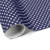 Navy Blue White Polka Dot Pattern Cadeaupapier (Rol Hoek)