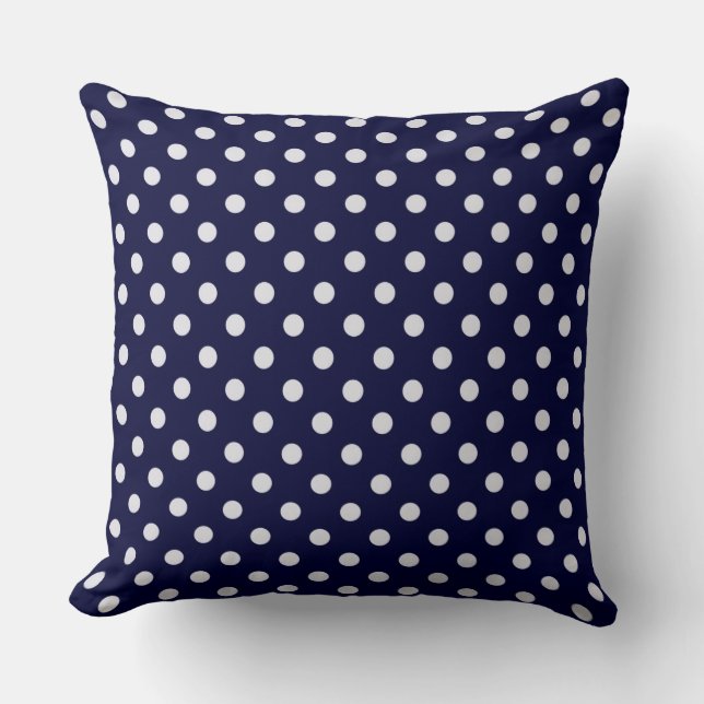 Navy Blue White Polka Dot Pattern Kussen (Voorkant)