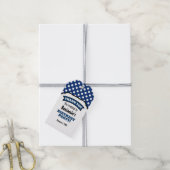 Navy Blue White Polka Dot Verjaardag Dank u Labels Cadeaulabel (Met Touw)