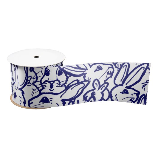 Navy Blue White Rabbit Bunny Cute Whimsical Lint (Spoel)