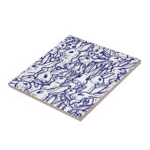 Navy Blue White Rabbit Bunny Drawing Cute Unique Tegeltje (Zijkant)