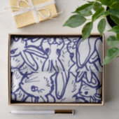 Navy Blue White Rabbit Bunny Large Pattern Tissuepapier (Geschenk)