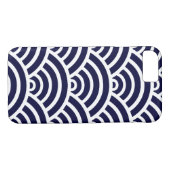 Navy Blue & White Scallop Pattern iPhone 7 Hoesje (Achterkant (Horizontaal))