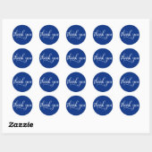 NAVY BLUE White Script Calligraphy Hartelijk dank Ronde Sticker (Vel)