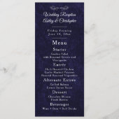 Navy Blue White Script Wedding Reception  Menu (Voorkant)