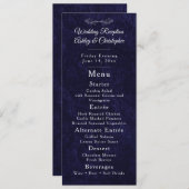 Navy Blue White Script Wedding Reception  Menu (Voorkant / Achterkant)
