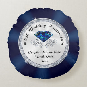 Navy Blue, White, Silver Jubileum Gifts by Year Rond Kussen