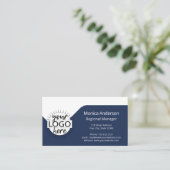 Navy Blue White Simple Modern Professional Visitekaartje (Staand voorkant)