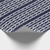 Navy Blue White Star Stripes Cadeaupapier (Hoek)