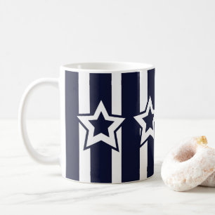 Navy Blue White Star Stripes Koffiemok