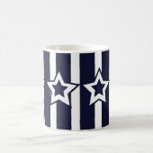 Navy Blue White Star Stripes Koffiemok (Center)