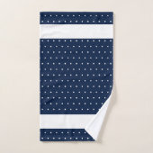 Navy Blue White Stippen Pattern Stripes Bad Handdoek (Handdoek)