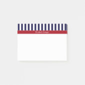 Navy Blue White Stripe Cranberry Name Monogram Post-it® Notes (Voorkant)