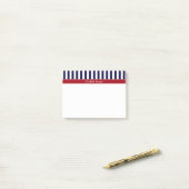 Navy Blue White Stripe Cranberry Name Monogram Post-it® Notes (Op bureau)
