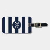 Navy Blue & White Stripe, gepersonaliseerd Bagagelabel (Voorkant horizontaal)