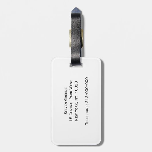 Navy Blue White Stripe Round Whologram Etiket Bagagelabel (Achterkant verticaal)