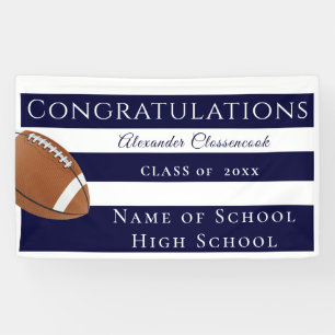 Navy Blue White Striped football afstuderen Spandoek