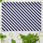 Navy Blue & White Striped Pattern Theedoek (Gevouwen)