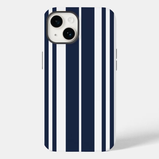 Navy Blue White Stripes Bold Case-Mate iPhone Case (Achterkant)
