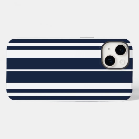 Navy Blue White Stripes Bold Case-Mate iPhone Case (Achterkant (horizontaal))