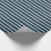 Navy Blue White Stripes Cadeaupapier (Hoek)