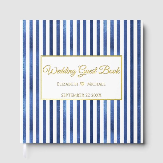Navy Blue & White Stripes Coastal Nautical Design (Recto)