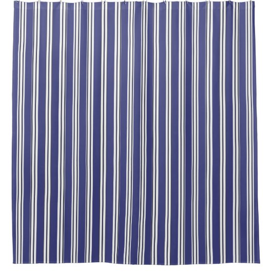 Navy Blue & White Stripes Douchegordijn (Voorkant)