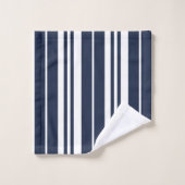 Navy Blue White Stripes Modern Chic Bad Handdoek (Wasdoekje)