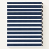 Navy Blue White Stripes Notitieboek (Achterkant)