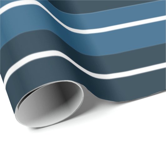 Navy Blue White Stripes Pattern Cadeaupapier (Rol Hoek)