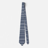 Navy Blue White Stripes Stropdas (Voorkant)