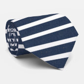 Navy Blue White Stripes Stropdas (Opgerold)