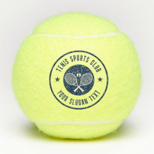 Navy-Blue White Tennis Theme Club Naam Tennisballen