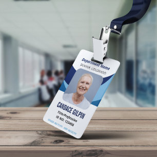 Navy Blue White werknemer foto ID Badge