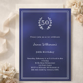 Navy blue white wreath minimalist birthday kaart