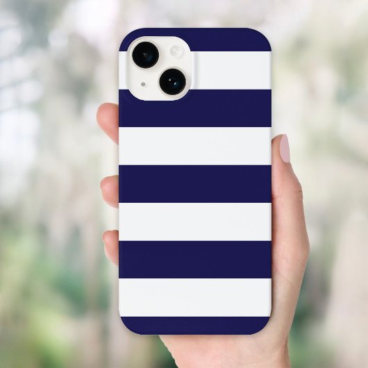 Navy Blue Wide Stripe iPhone Case