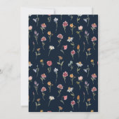 Navy Blue Wildflower bewaart de datumkaarten Save The Date (Achterkant)