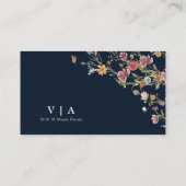 Navy Blue Wildflower Honeymoon Wish Enclosure Kaar Informatiekaartje (Achterkant)