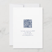 Navy Blue Wildflower Rustic QR code Details Notitiekaartje (Achterkant)