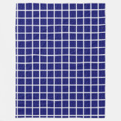 Navy Blue Windowpane Plaid Pattern Fleece Deken (Voorkant)