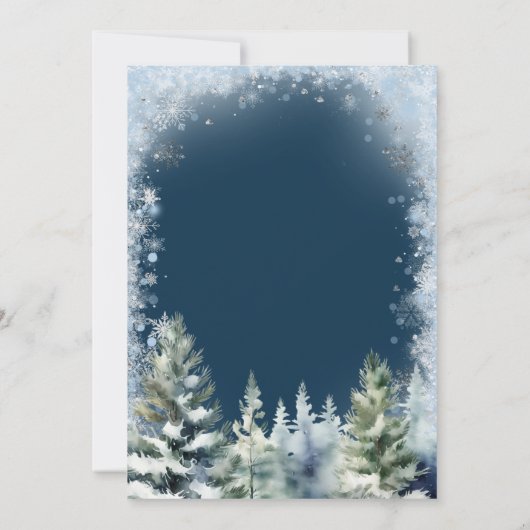 Navy Blue Winter Kerstboom Baby Shower Sneeuwvlokk Kaart (Achterkant)