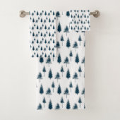 Navy Blue Winter Trees Bad Handdoek (Insitu)