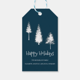 Navy Blue Winter Trees Cadeaulabel