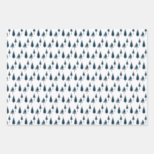 Navy Blue Winter Trees Inpakpapier Vel (Voorkant)
