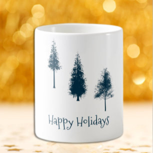 Navy Blue Winter Trees Koffiemok