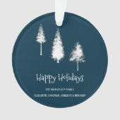 Navy Blue Winter Trees Ornament (voorkant)